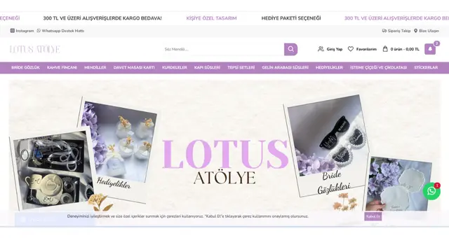 Lotus Atölye – Özel Tasarım Hediyelik E-Ticaret Sistemi